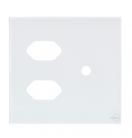 Placa p/ 2 Tomadas + Furo 4x4 - Novara Glass Branco 